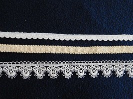 Crafts Sewing Lot of 3 TRIMS White &amp; Beige Approx 12-1/2 Yd NEW (26CC) - £19.10 GBP