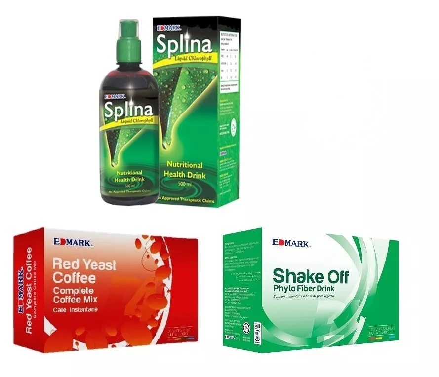 Primary image for Edmark weight loss pack. Shake off + Splina Chlorophyll + Red yeast coffee DHL