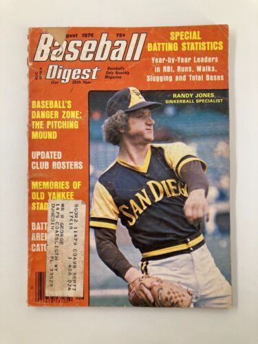 VTG Baseball Digest August 1976 Randy Jones Sinkerball Specialist - $9.45