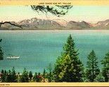 Vtg Linen Postcard Lake Tahoe and Mount Tallac California C.T. Art Color... - $3.91