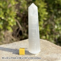 White selenite crystal massage wand - faceted, spiritual healing mineral stone - $21.90