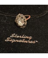 Vintage Sterling Silver Cubic Zirconia Oval Rose Cut Statement Ring 925 ... - $141.44 CAD
