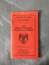 Vintage Ancient Accepted Scottish Rite Valley Of Detroit 1982 Pocket Appointment - £15.56 GBP