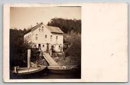 RPPC House on the Water Small Boats Docked Postcard D23 - £11.76 GBP