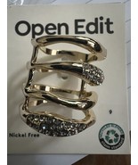 Open Edit Goldtone Cage Ring W/Pave Stones Crystals Sz 9 - €8,56 EUR
