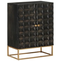 Sideboard Black 55x34x75 cm Solid Wood Mango and Iron - £117.00 GBP
