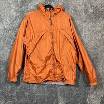 Cabelas Jacket Mens Medium Orange Packable Windbreaker Outdoor Nylon Ful... - $17.49