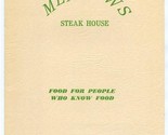Meadows Steak House Menu NW 39th Street Highway 66 Oklahoma City 1950 - $87.12