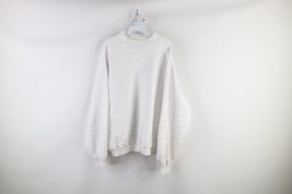 Vintage 90s Streetwear Mens Size XL Blank Striped Mock Neck Sweatshirt White - £37.70 GBP