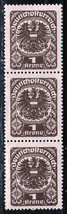 AUSTRIA 1920-1921 Very Fine MNH Strip of 3 Stamps Scott # 239 - £0.79 GBP