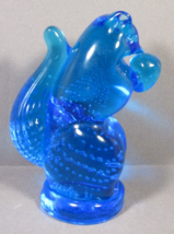 Art Glass Cobalt Blue Squirrel with Acorn 6&quot; Tall Bubbles 2 lb - $17.77