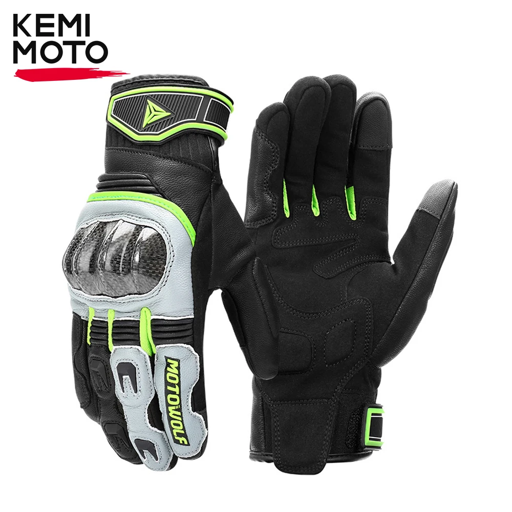 Leather Motorcycle Gloves Summer Retro Moto Men&#39;s Gloves Breathable Touc... - $53.26