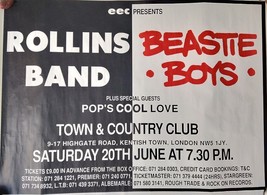 Beastie Boys &amp; Rollins Band Town &amp; Country Club Poster London 1992 Rare Vtg - £1,038.64 GBP