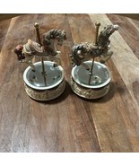 Carousel Horse Mirrored Round Bisque Music Box  SET Vintage Collectable ... - $23.03