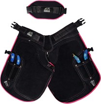 Women&#39;S Farrier Apron 23 - Black With Pink, Cowhide Suede Leather &amp; Canvas, 4  - $75.99