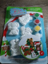 Very Merry Christmas 4 Plaster Christmas Ornaments Kit For Kids. Reindee... - $24.63