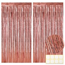 Rose Gold Foil Fringe Curtain, 6.4X8 Feet, Pack Of 2, Metallic Rose Gold... - £11.94 GBP