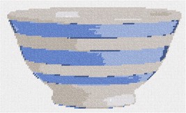 Pepita Needlepoint Canvas: Striped Blue Bowl, 10&quot; x 6&quot; - $50.00+