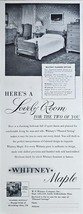 1950 WHITNEY MAPLE - Vintage Print Ad - COLONIAL DESIGN FURNITURE-Bedroom! - $16.33 CAD