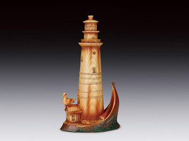Lighthouse Figurine Ocean Sea Boats Home Bathroom Decoration 8 7/8&quot; H Wood Look - £21.03 GBP