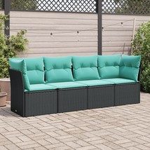  Garden Sofa Set Black PE Rattan Medium Adjustable Feet - $7,991.71 MXN