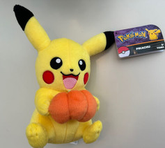Pokemon Pikachu With Pumpkin 8” Plush By Tomy, 2016, New With Tags, Free Ship! - £22.63 GBP