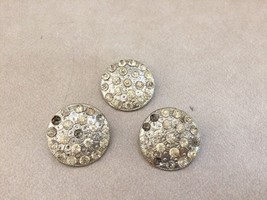 Lot 3 Vtg Paste Rhinestone Silver Snowflake Round Metal Shank Buttons 2.... - £11.79 GBP