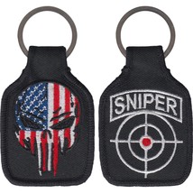 U.S. Military Sniper American Flag Skull Keychain 2 3/4&quot; - £6.64 GBP