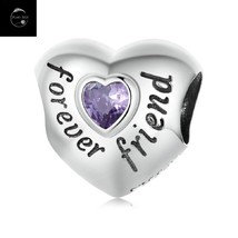 Sterling Silver 925 Forever Friends Love Heart Bead Charm For Bracelets  - £16.31 GBP