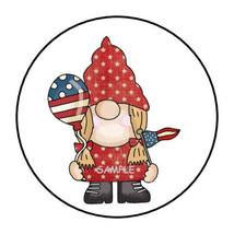 30 Gnome 4TH Fourth Of July Envelope Seals Labels Stickers 1.5&quot; Round Patriotic - £5.97 GBP