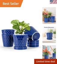 Durable 5-Inch Blue Ceramic Pots with Drainage - Perfect for Indoor Plants - $42.00