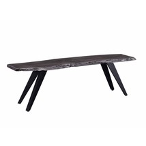 Gray Acacia Wood Dining Bench, Metal Legs, Water-Resistant Tabletop - €184,90 EUR