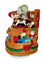 Christmas Musical Santa Spinning Workshop Statue Kitschy Indoor Decoration - £15.49 GBP