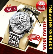 Luminous Auto Date Silver Rotating Window Men&#39;s Watch Luxury Fashion Wristwatch - £20.94 GBP