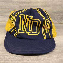 Vintage Notre Dame Mesh Snapback 3 ND Spell out Trucker Hat Made In USA ... - £28.43 GBP