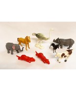 8 Vintage Miniature Kitsch Plastic Animals Made in Hong Kong Cow Horse R... - $7.91