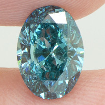 Loose Oval Shape Diamond Fancy Blue Color 1.62 Carat VS2 Real Certified Enhanced - £2,079.05 GBP