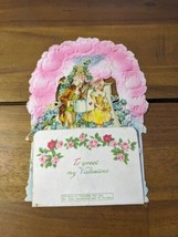 Vintage German To Greet My Valentine Pop Up Diecut Card - $98.99