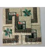 Five Packs 16 Vtg Christmas Party Paper Luncheon Napkins Holly Plaid 3-ply - £19.15 GBP