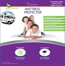 RV Short Queen Waterproof Mattress Protector (60&quot; Wx75 L) - Fitted, Alle... - £35.54 GBP