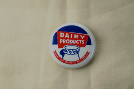 New Vintage Milk Dairy Products Double Cap Mini Metal Tin Badge Pin 1.25&quot; - $4.90