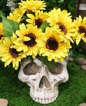 Day Of The Dead Skeleton Half Skull Bowl Treat Planter Holder Vase Figurine - £31.16 GBP