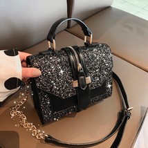 Female Pu Sequins Leather Crossbody Bags For Women 2022 Chain Shoulder Messenger - £24.46 GBP