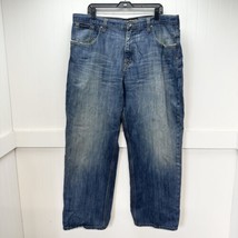 Rocawear Jeans Mens 42x32 Blue Loose Baggy Wide Y2K Skater Denim Vintage *Stain - £25.15 GBP