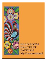 Bead Loom Folk Rooster Folk Art Bird Wide Cuff Bracelet Pattern PDF BP_15 - $5.50