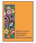 Bead Loom Folk Rooster Folk Art Bird Wide Cuff Bracelet Pattern PDF BP_15 - $102.96 MXN