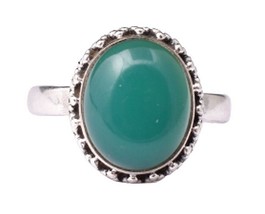 925 Solid Sterling Silver Natural Handmade Green Onyx Gemstone Ring For Women - £22.28 GBP