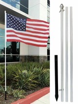 10ft Aluminum Outdoor Flag Pole KIT (White) + 3x5 USA Flag AMERICAN SUPP... - £50.56 GBP