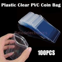 100PCS Mini Clear Plastic PVC Coin Bag Wallet Storage Case Envelope Cover 7x5cm - £10.38 GBP