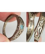 antique sterling silver aquamarine ring size 6 SERPENTS old sterling mark! - $922.00 MXN